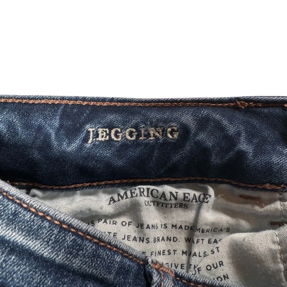 American Eagle Outfitters Womens Jegging Skinny Jeans Blue Distressed Size 2 - Picture 6 of 9